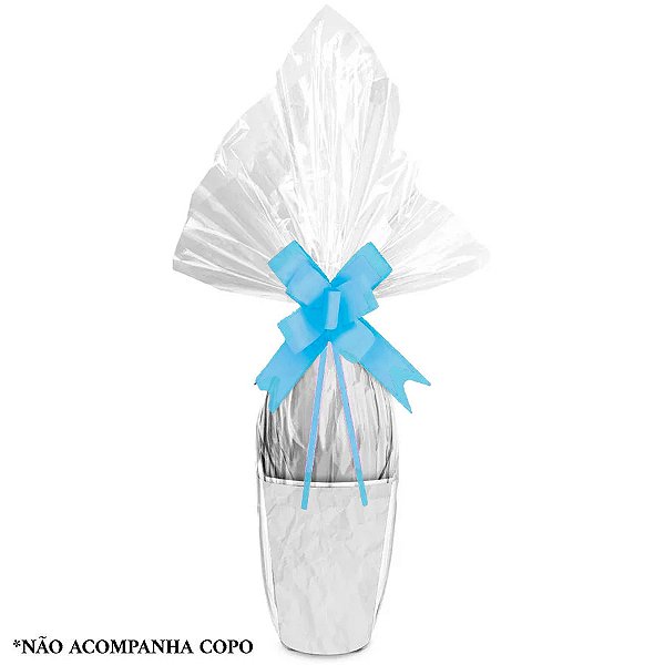 Kit Ovo no Copo Azul Claro (Saco Express + Papel Chumbo + Laço Fácil) - 1 unidade - Rizzo