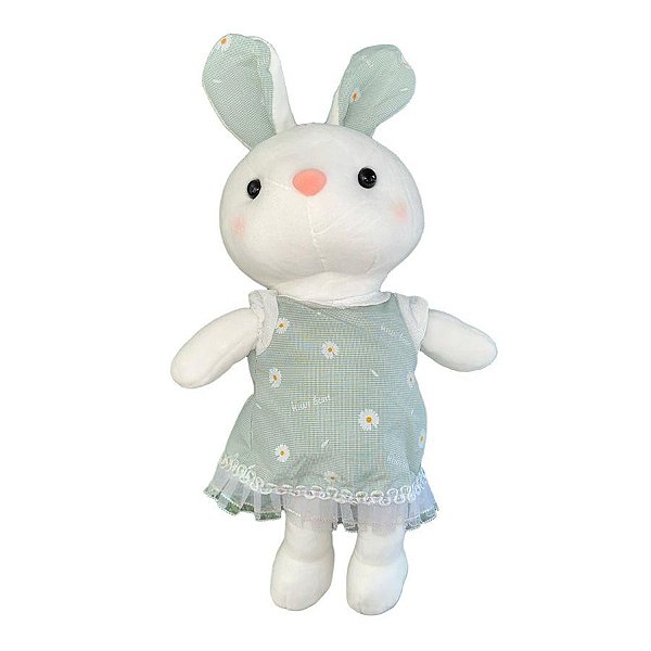 Coelha de Pelúcia com Vestido Verde - 38cm - 1 unidade - Rizzo