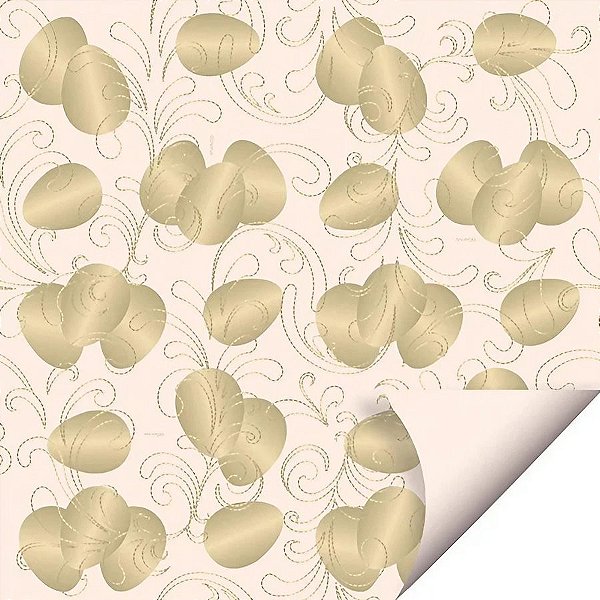 Folha para Ovos de Páscoa Double Face Ovos de Ouro Marfim 69x89cm - 25 unidades - Cromus - Rizzo
