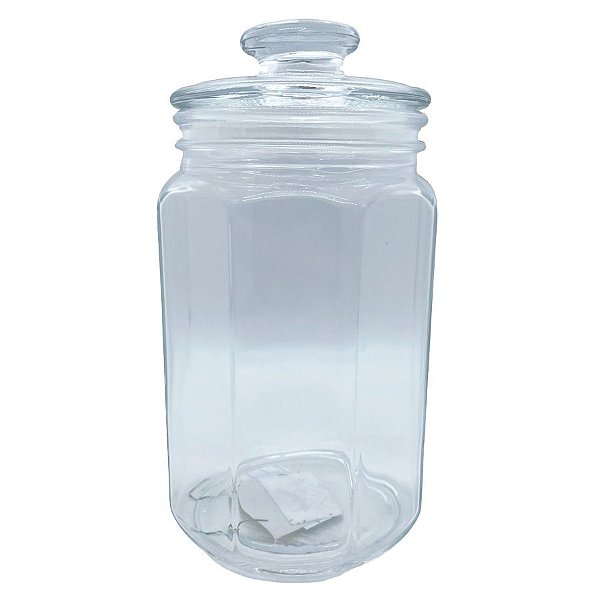 Pote de Vidro Octagonal com Tampa Hermética - 19cm - 1100ml - 1 unidade - Rizzo