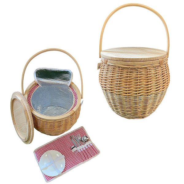 Kit Cesta de Pic Nic 2 serviços - 9 peças - 33x38cm - 1 unidade - Rizzo