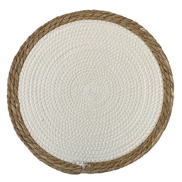 Sousplat Branco com Borda de Palha - 38cm - 1 unidade - Rizzo - Rizzo
