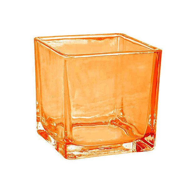 Pote de Vidro Âmbar Quadrado para Vela - 6x6cm - 1 unidade - Rizzo - Rizzo