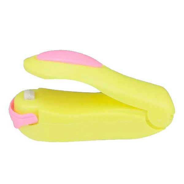 Selador de Embalagens Portátil - Amarelo e Rosa - 10x4x5 cm - 1 unidade - Clink - Rizzo