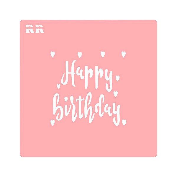 Stêncil Happy Birthday 2 - Ref. 4102 - 1 unidade - RR Cortadores - Rizzo
