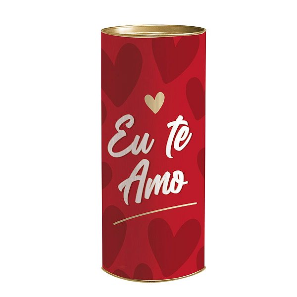 Lata para Presente Rígida - Eu Te Amo Vermelho - 1 unidade - Cromus - Rizzo