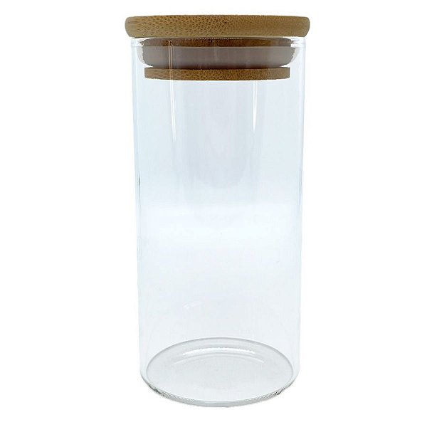 Pote de Vidro Hermético com Tampa de Bambu - 6x12cm - 250ml - 1 unidade - Rizzo