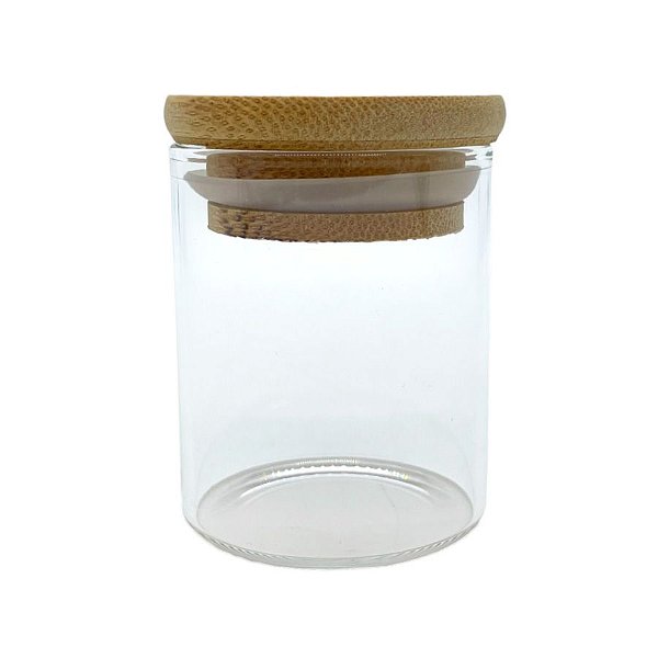 Pote de Vidro Hermético com Tampa de Bambu - 5x6cm - 75ml - 1 unidade - Rizzo