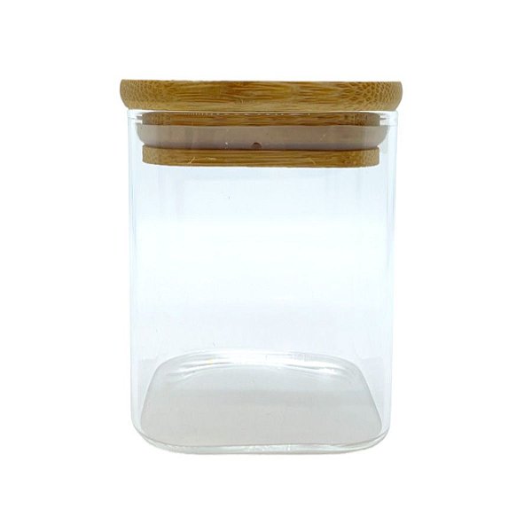 Pote de Vidro Hermético com Tampa de Bambu - 8x12cm - 525ml - 1 unidade - Rizzo