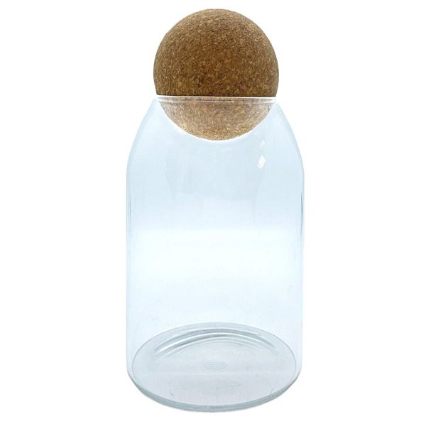 Pote de Vidro Liso com Tampa Esfera - 9x15cm - 690ml - 1 unidade - Rizzo