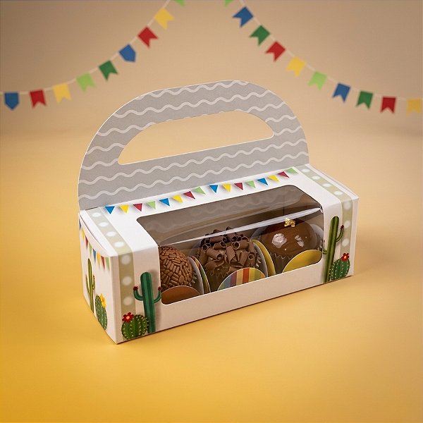 Caixa Maleta para 3 Doces Festa no Sertão - 4x12,5x4cm - Ref. C4952 - 10 unidades - Ideia Embalagens - Rizzo