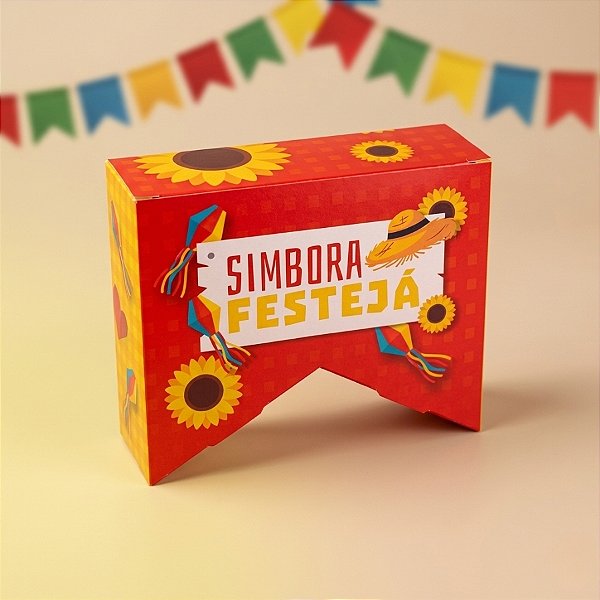 Caixa Bandeirinha Simbora Festejá - 12x10x4cm - Ref. C4964 - 10 unidades - Ideia Embalagens - Rizzo