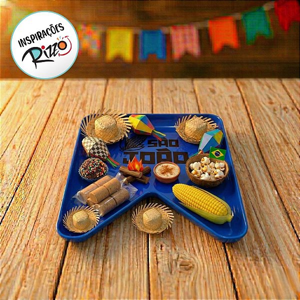 Bandeja Decorativa São João - Bandeira Azul - 1 unidade - Rizzo