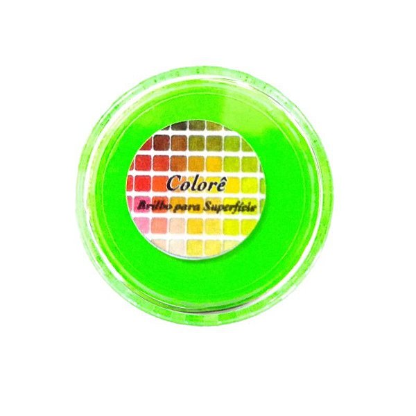 Pó para decoração, brilho para superficie colorê verde fluor 2g LullyCandy Rizzo Confeitaria