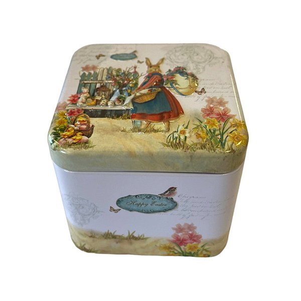 Lata de Metal de Páscoa - Coelha com Cesta - 6,5x7,5cm - 1 unidade - Rizzo