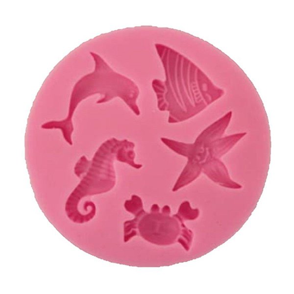 Molde de silicone Fundo do Mar Peixes S163 Molds Planet Rizzo Confeitaria