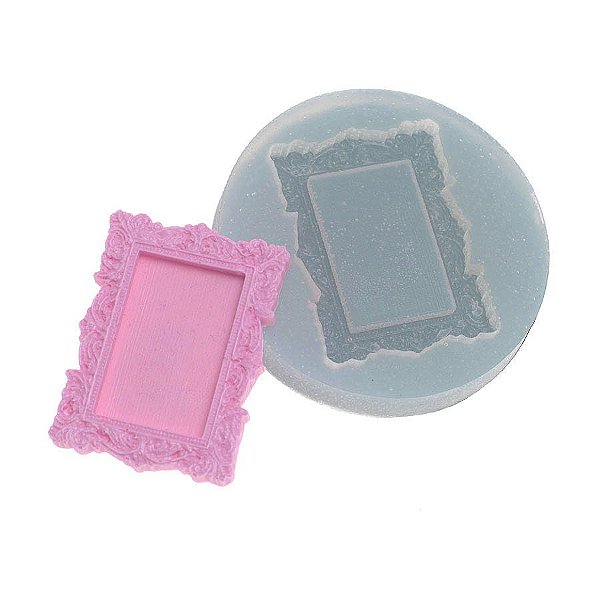 Molde de silicone Moldura retangular pequeno Ref. 317 Flexarte Rizzo Confeitaria