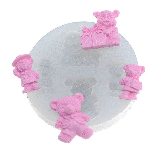 Molde de silicone Quarteto de ursos Ref. 287 Flexarte Rizzo Confeitaria