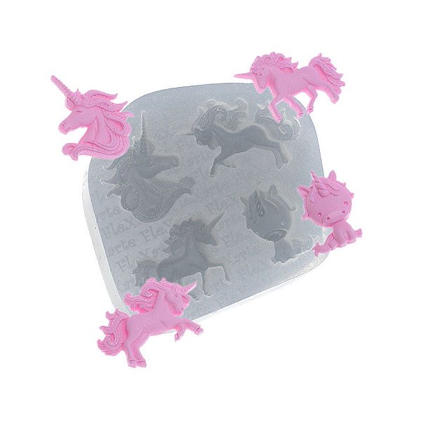 Molde de silicone Mini Unicórnios Ref. 532 Flexarte Rizzo Confeitaria