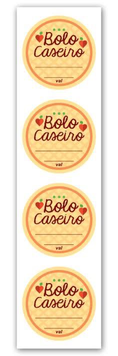 Etiqueta Adesiva Bolo Caseiro Cod. 6377 c/ 20 un. Miss Embalagens Rizzo Confeitaria