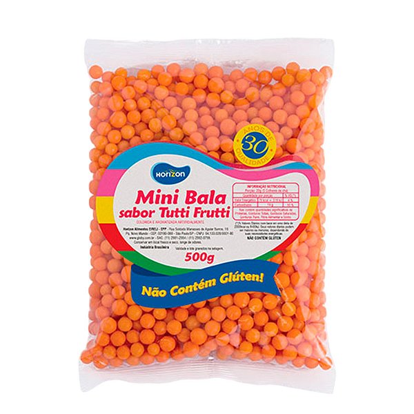 Mini Balinha para Lembrancinha Sabor Tutti Frutti - Laranja - 500g  - 1 unidade - Rizzo