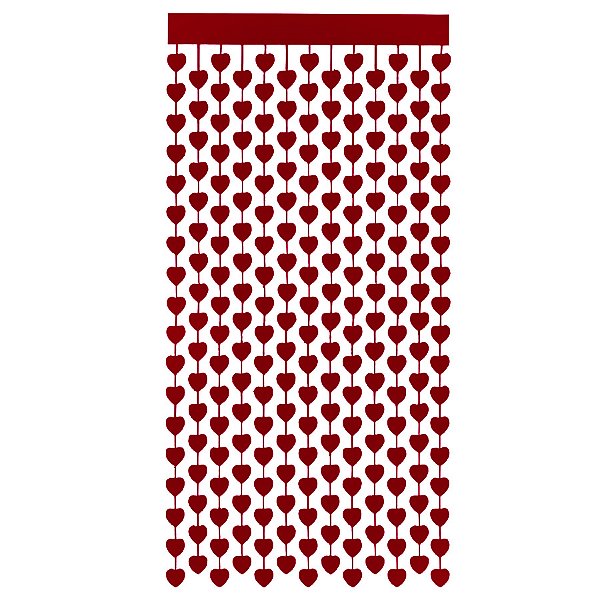Cortina Decorativa Painel Mágico - Corações Vermelho Metalizado - 1x2m - 1 unidade - Rizzo