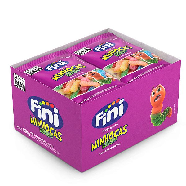 Bala Minhoca Azedinha - 180g  - 12 unidades - Fini - Rizzo