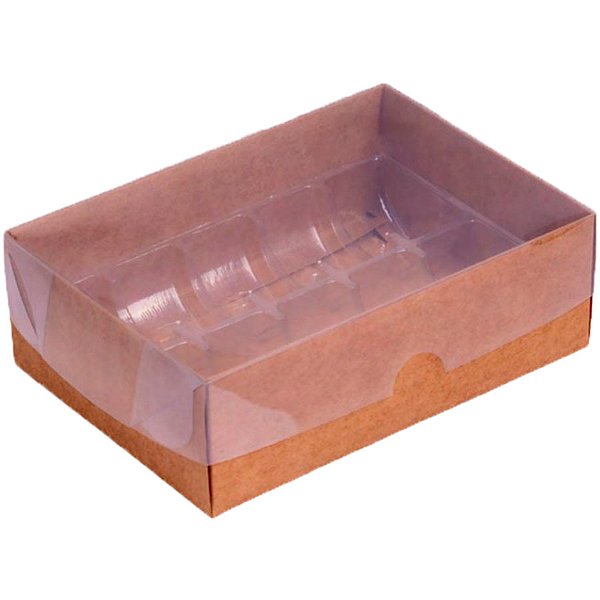 Caixa para 10 Macarons com Berço - Kraft - 15x10,5x5cm - 5 unidades - Rizzo