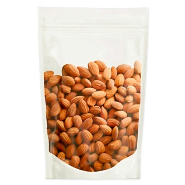 Saco de Papel Branco Frente Transparente Stand Up Pouch Zip 20x30x5cm - Hermético e Impermeável Dentro e Fora - 50 un