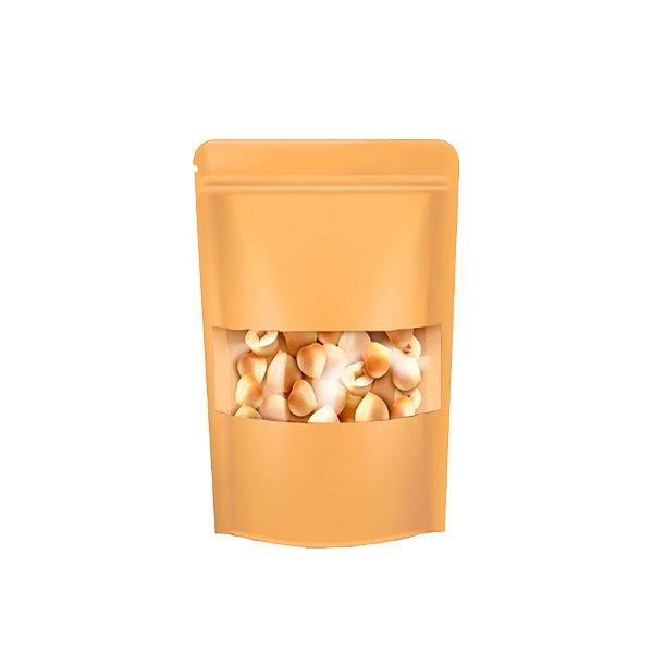 Saco de Papel Kraft com Visor Stand Up Pouch Zip 9x14x3cm - Hermético e Impermeável Dentro e Fora - 50 un - Rizzo