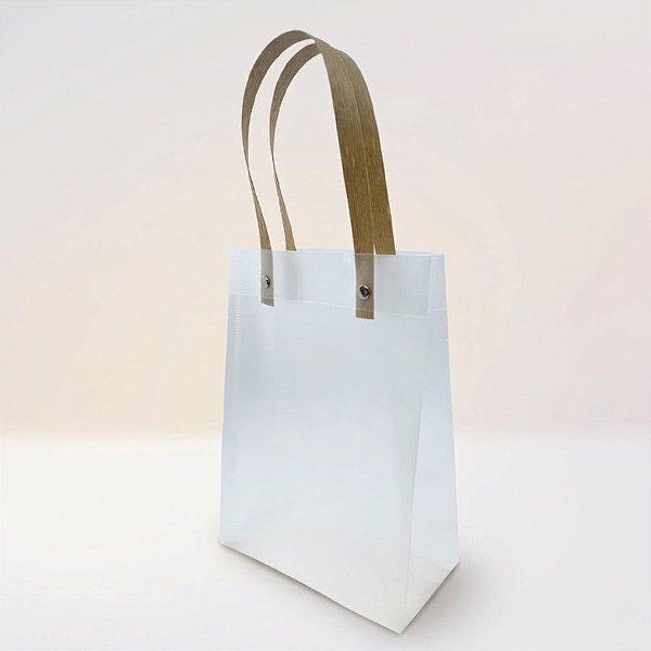 Sacola Transparente Fosca com Alça de Fibra - 20x13x7cm - 12 unidades - Rizzo