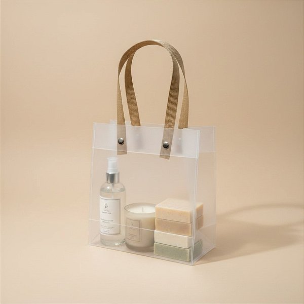 Sacola Transparente Fosca com Alça de Fibra - 15x13x7cm - 12 unidades - Rizzo