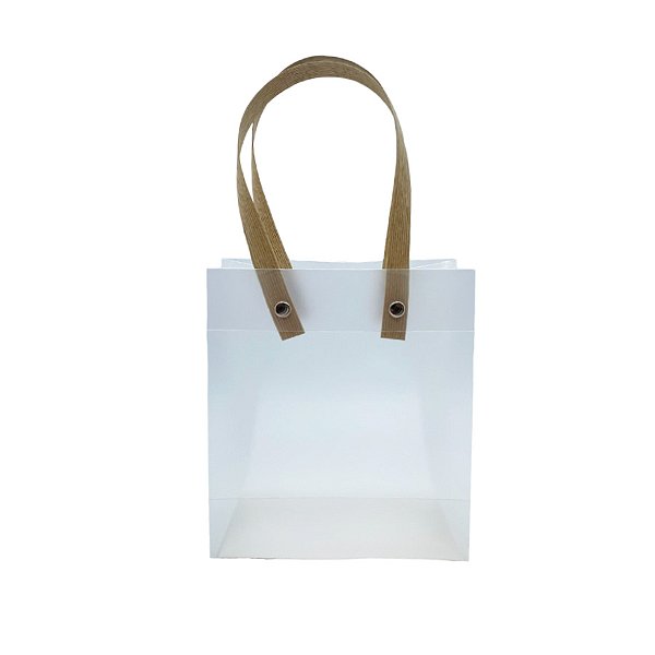 Sacola Transparente Fosca com Alça de Fibra - 13x15x7cm - 1 unidade - Rizzo