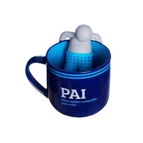 Caneca de Cerâmica com infusor de chá Pai Moderno - 350ml  - 1 unidade - Zona Criativa - Rizzo
