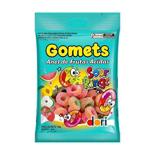 Bala de Goma Gomets Anel de Frutas Ácidas - 150g - 1 unidade - Dori - Rizzo