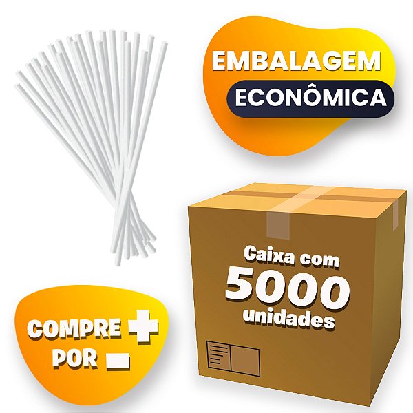 Caixa de Canudo de Papel Liso - Branco - 22cm - Embalagem Econômica - 5000 unidades - Cromus - Rizzo