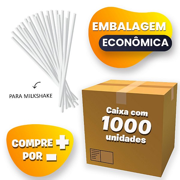 Canudo de Papel para Milkshake - Branco - 25cm - Embalagem Econômica - 1000 unidades - Cromus - Rizzo