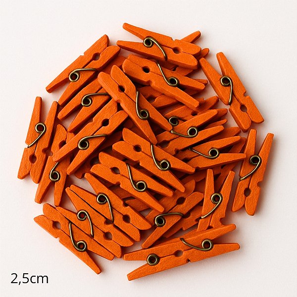 Mini Prendedor de Madeira Laranja Escuro 2,5cm - 50 Unidades - Rizzo