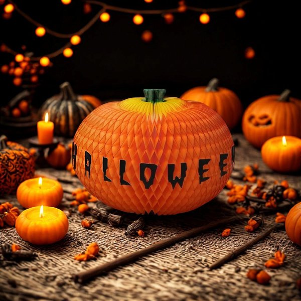 Enfeite Decorativo de Halloween - Abóbora de Papel "Halloween" - 42cm - 1 unidade - Girotoy - Rizzo