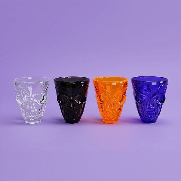 Copo de Shot Halloween - Caveira - 55ml - 4 unidades - Rizzo