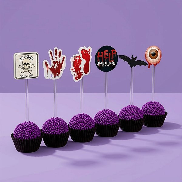Pick Decorativo para Doces - Help Halloween - 12 unidades - Cromus - Rizzo