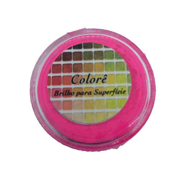 Pó para decoração, Brilho para superficie Colorê Rosa Flúor 2g LullyCandy Rizzo Confeitaria