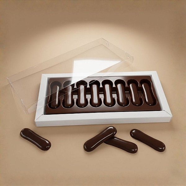 Caixa Língua de Gato - Branco - 8 cavidades - 5 unidades - Crystal - Rizzo