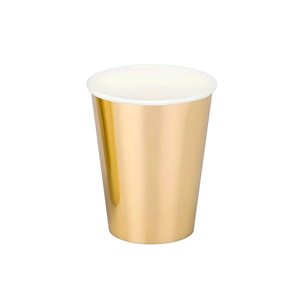 Copo de Papel Biodegradável 270ml - Dourado  - 8 unidades - Rizzo
