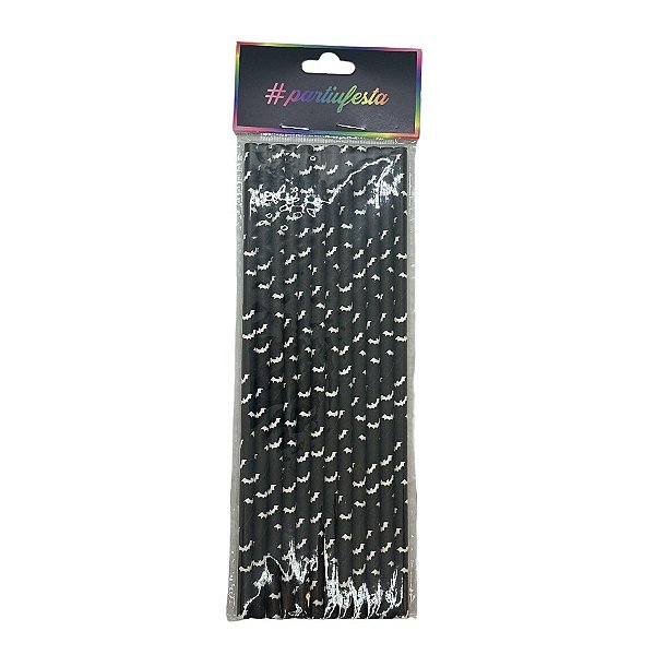 Canudo de Papel - Morcego - 19,7x0,5cm - 12 unidades - Rizzo