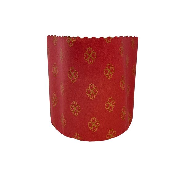 Forma Panetone 100g - Vermelho Decorada com Trevos  - 10 unidades - Ultrafest - Rizzo