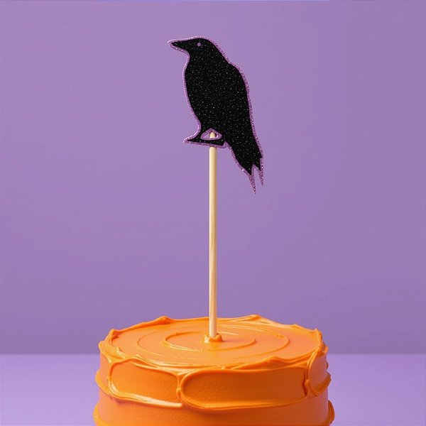 Palito Decorativo Halloween - Corvo - 28cm - 5 unidades - Rizzo