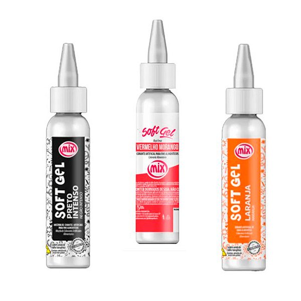 Kit 3 Cores Corante SoftGel de Halloween - 3 unidades - Rizzo