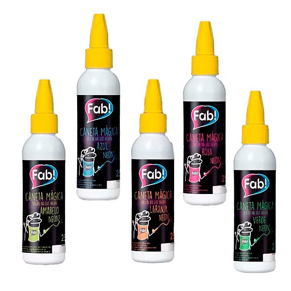 Kit 5 Cores Gel Neon Caneta Mágica - 5 unidades - Fab - Rizzo