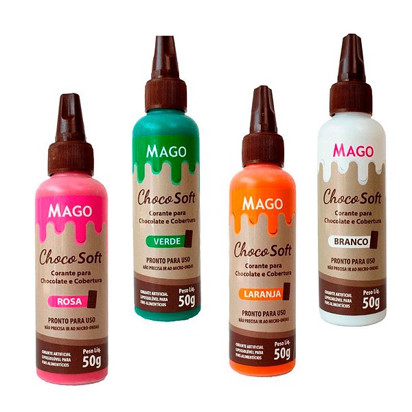 Kit 4 Cores Corante ChocoSoft de Páscoa - 4 unidades - Mago - Rizzo